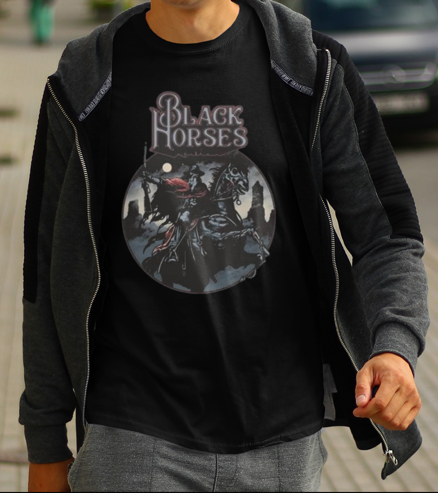 Black Horses Moonlit Knight T-Shirt
