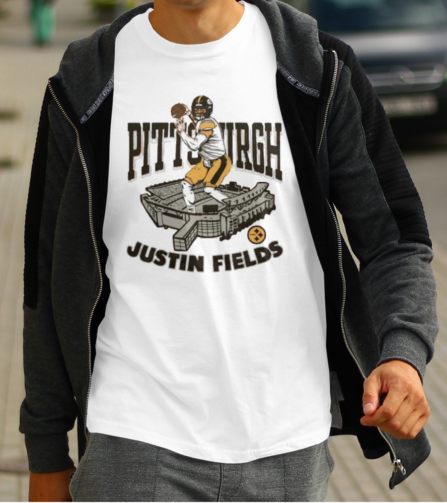 Pittsburgh Steelers Justin Fields Player Stadium NFL Football T-Shirt