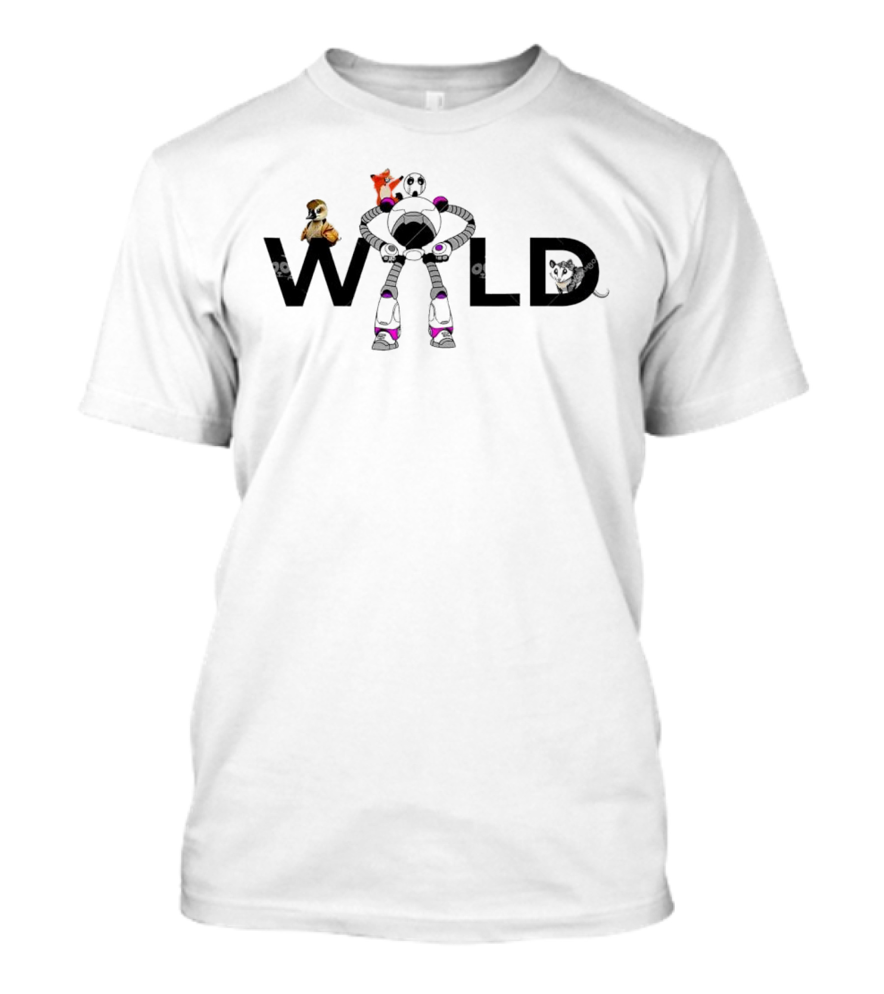 Wild Robot Owl Fox Cat Cartoon T-Shirt