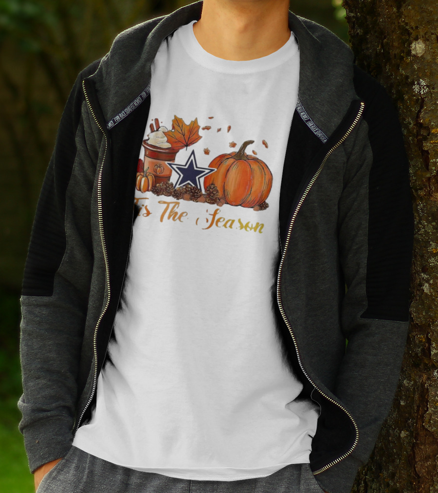 Dallas Cowboys Tis The Season Pumpkin Latte Autumn Decor T-Shirt
