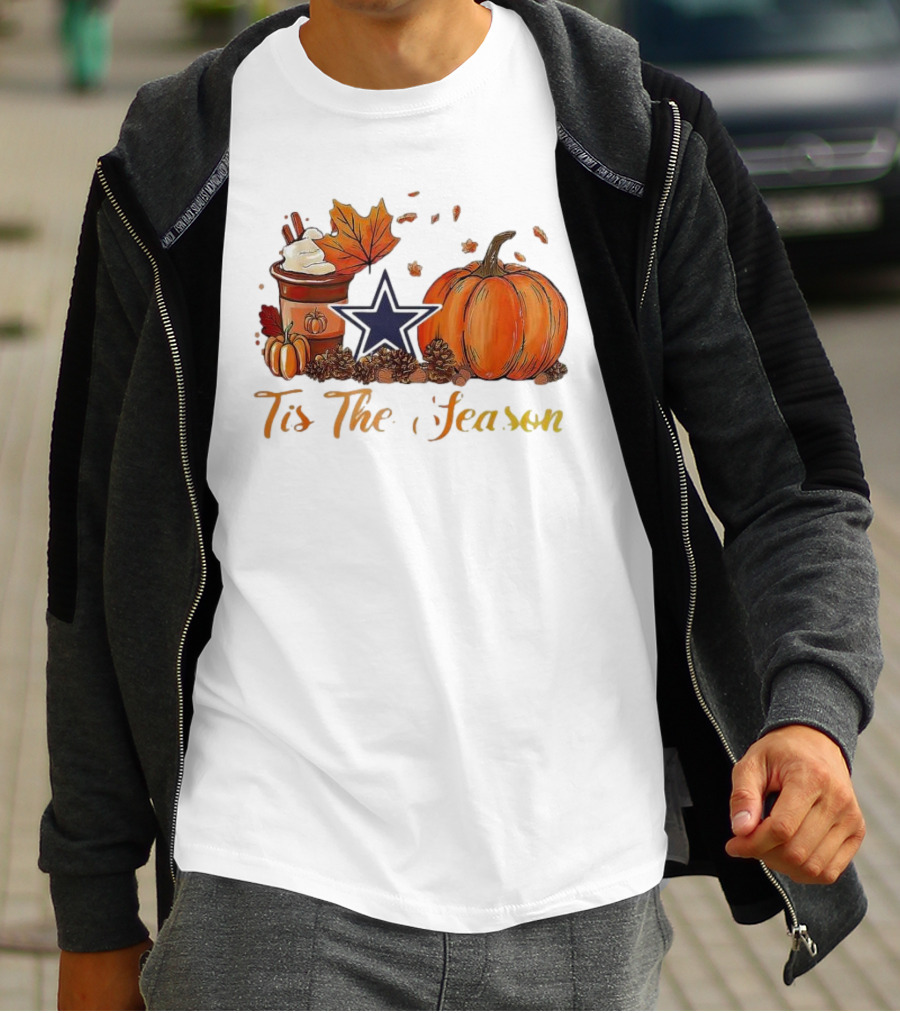Dallas Cowboys Tis The Season Pumpkin Latte Autumn Decor T-Shirt