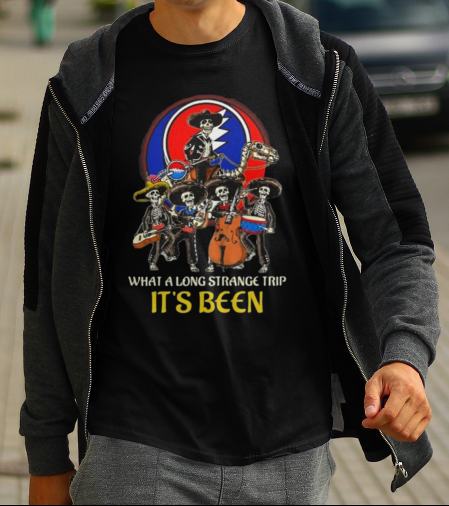 Grateful Dead What A Long Strange Trip It’s Been Skeleton Band Steal Your Face T-Shirt