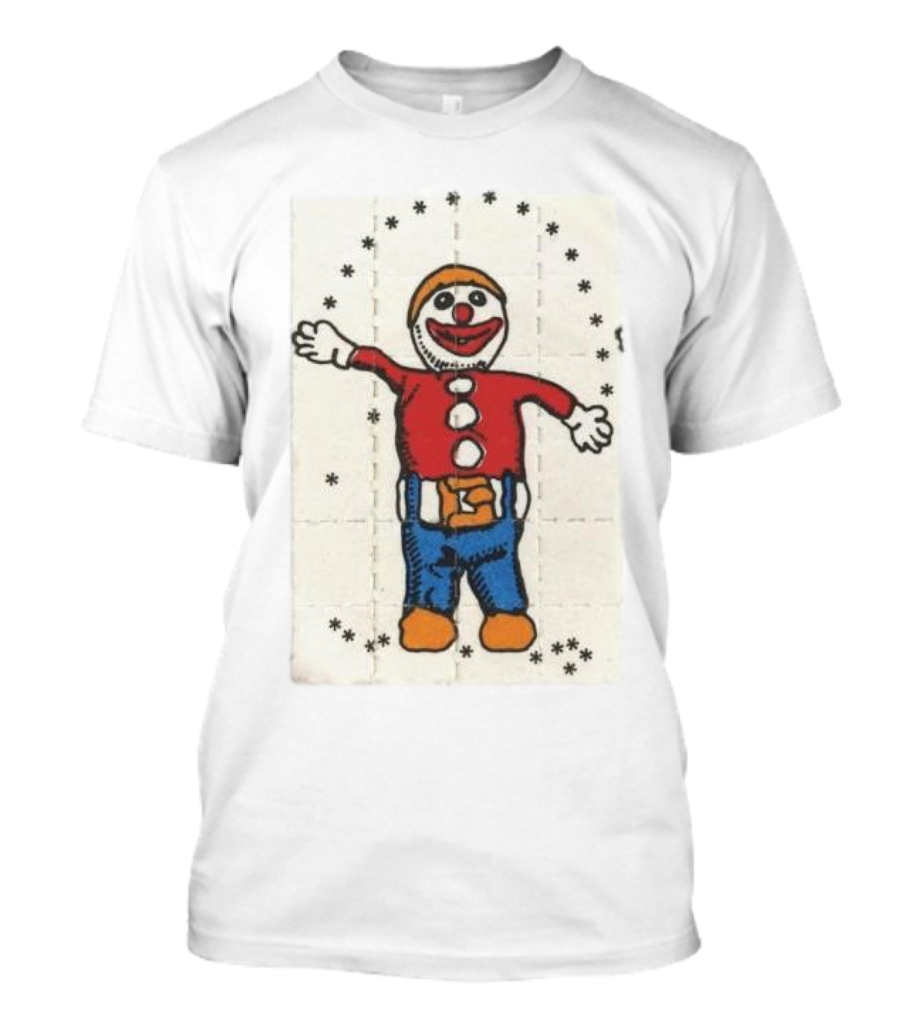Psychedelic Acid Clown With Happy Expression Surrounded By Stars T-Shirt