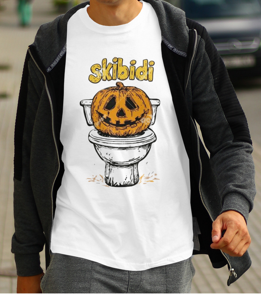 Skibidi Pumpkin On Toilet Jack-o'-Lantern T-Shirt