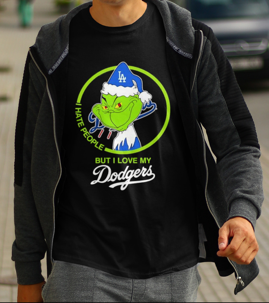 Grinch I Hate People But I Love My LA Dodgers Christmas T-Shirt