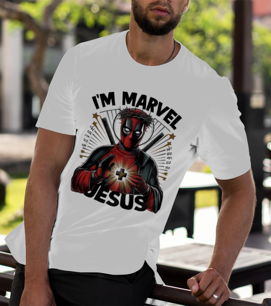 I'm Marvel Jesus Deadpool With Cross Halo And Swords T-Shirt