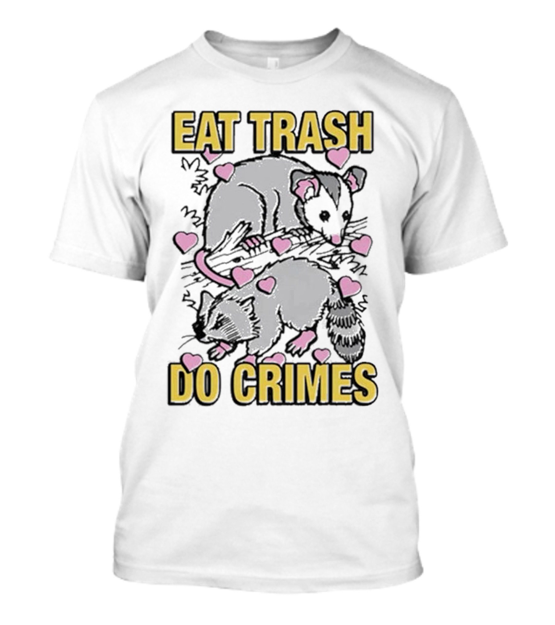 Eat Trash Do Crimes Possum And Raccoon With Pink Hearts T-Shirt