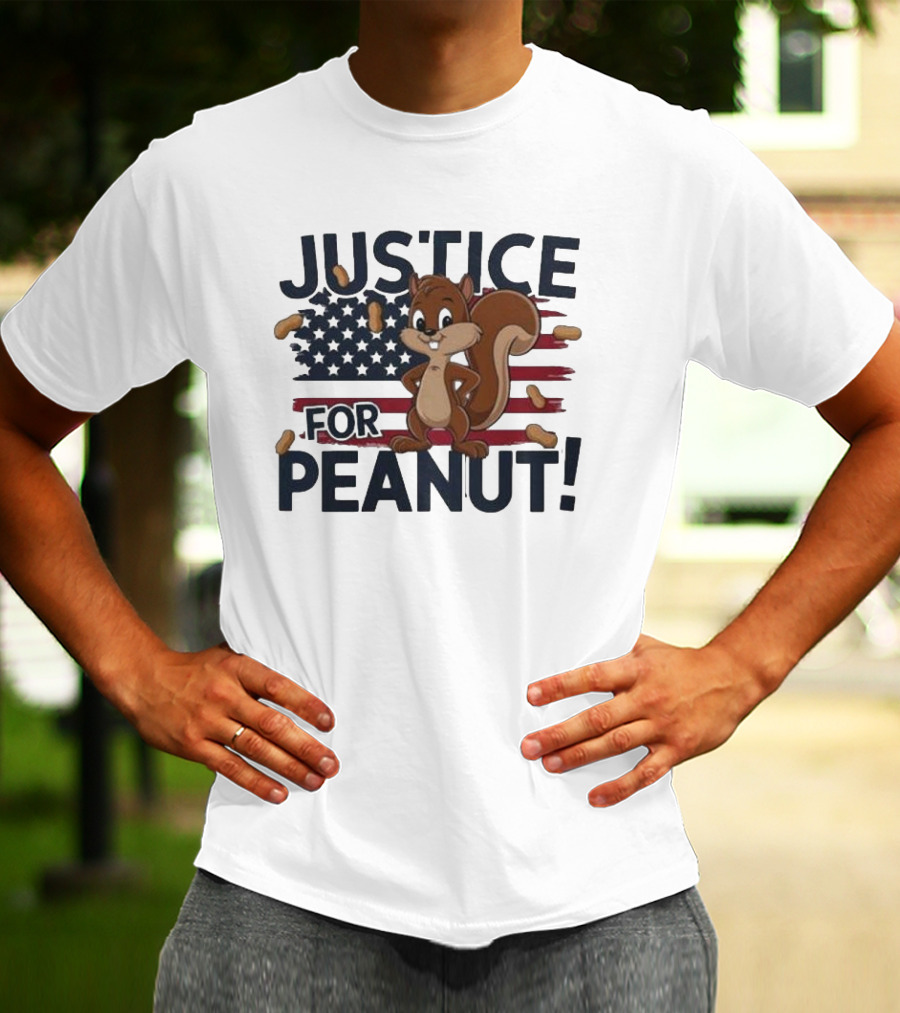 Justice For Peanut The Squirrel American Flag Peanuts T-Shirt