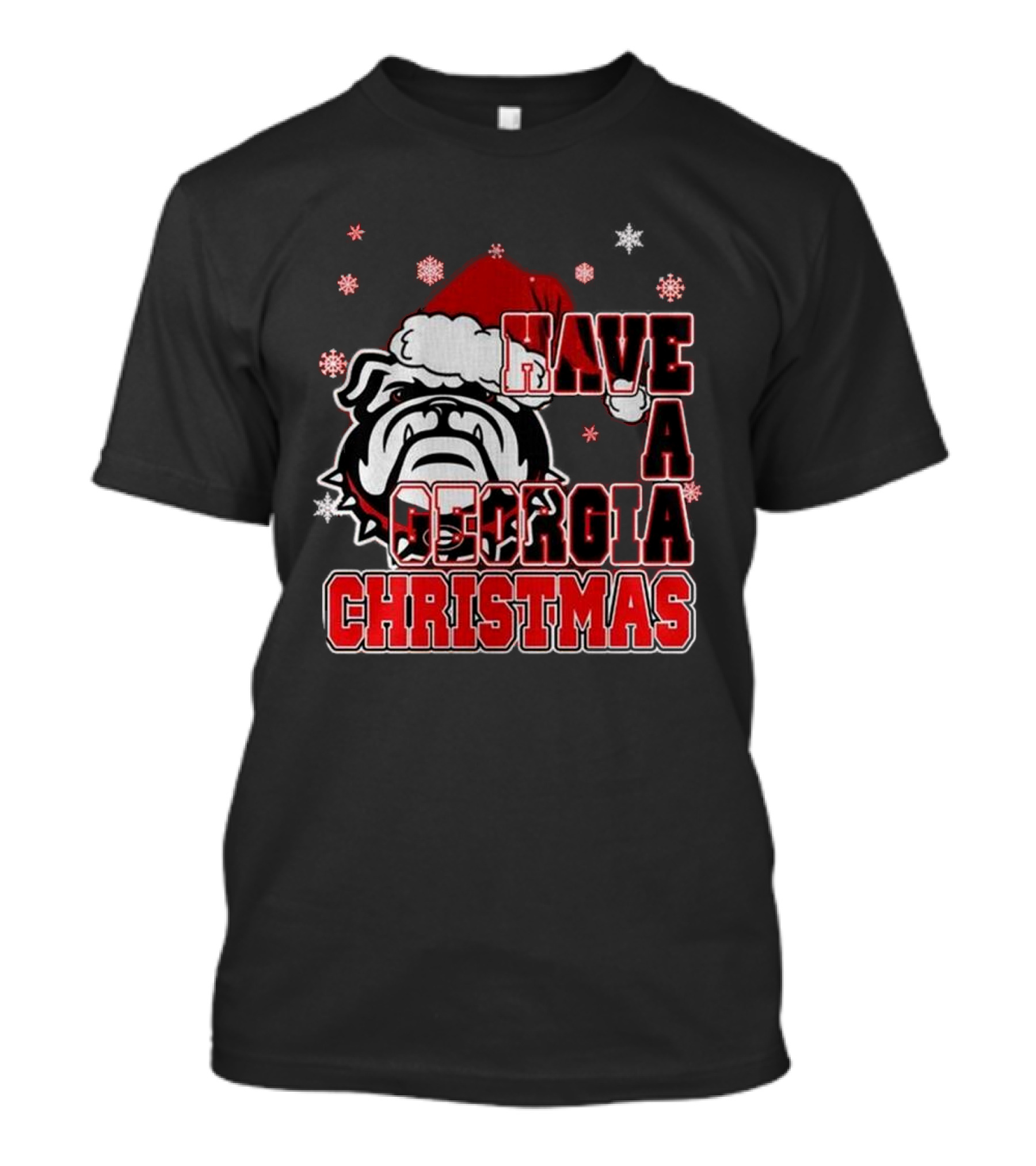 Georgia Bulldogs Have A Merry Christmas With Georgia Bulldogs Logo Snowflakes Santa Hat T-Shirt