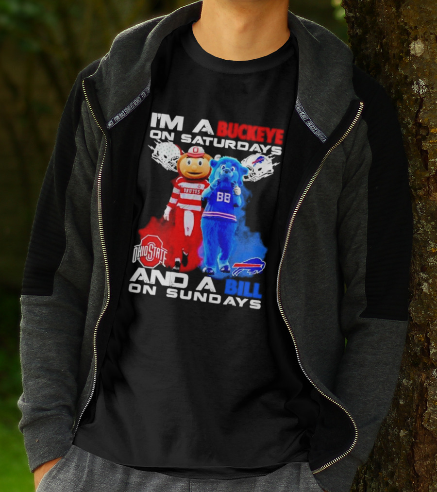 I’m A Buckeye On Saturdays And A Bill On Sundays Ohio State Buffalo Mascots Helmets T-Shirt