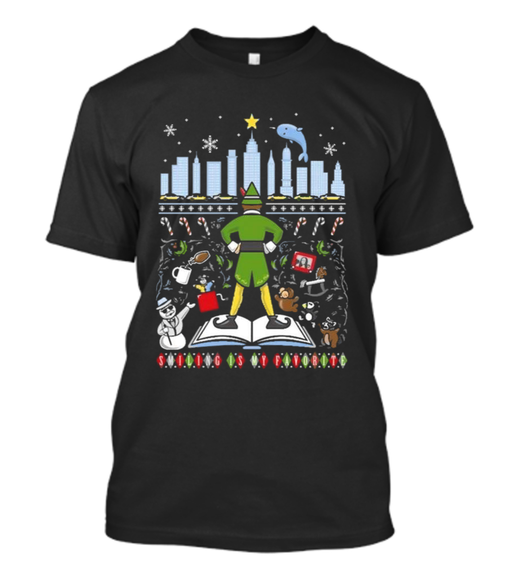Smiling Is My Favorite Elf New York Christmas T-Shirt