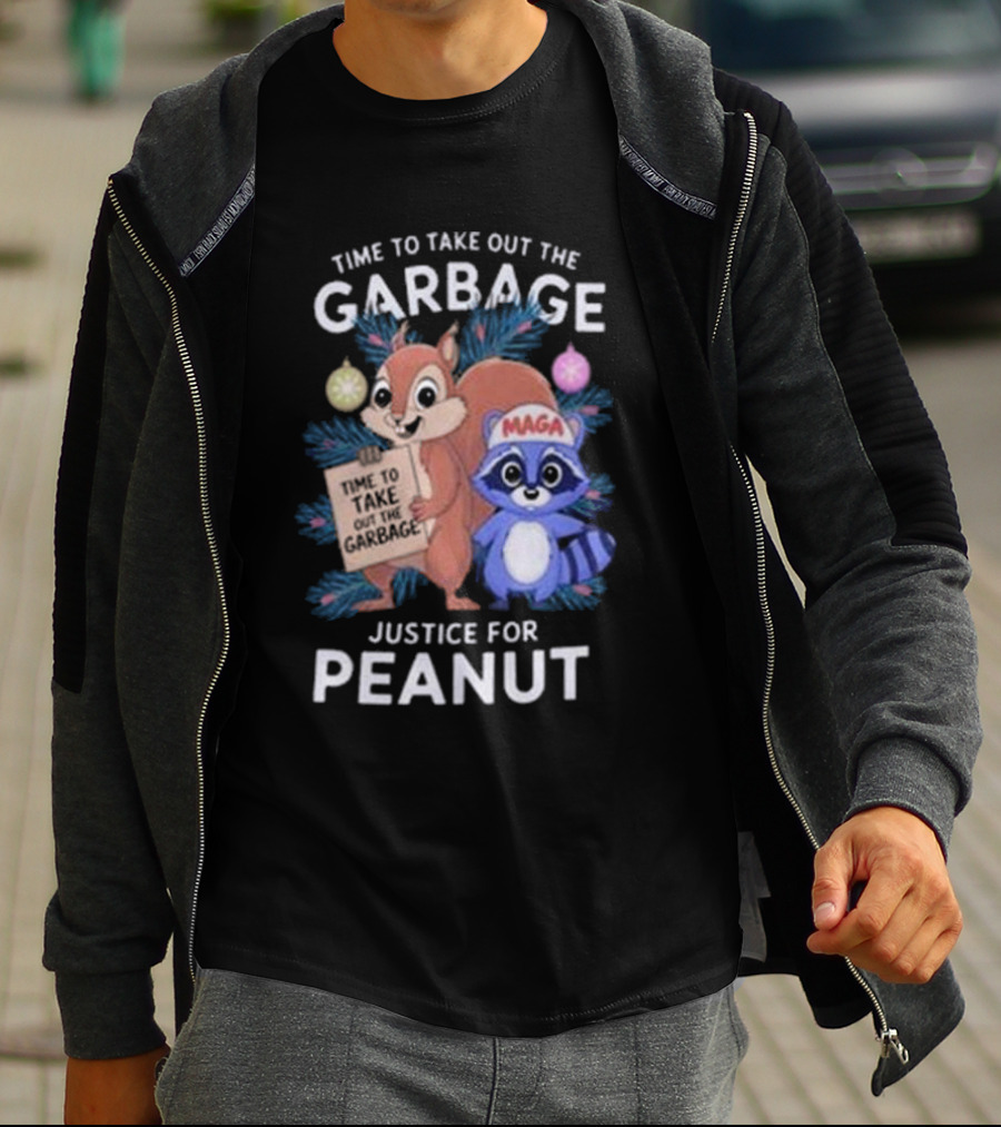 Time To Take Out The Garbage Justice For Peanut MAGA Raccoon And Squirrel T-Shirt