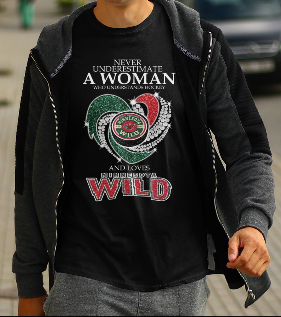 Never Underestimate A Woman Who Understands And Loves Minnesota Wild Hockey T-Shirt