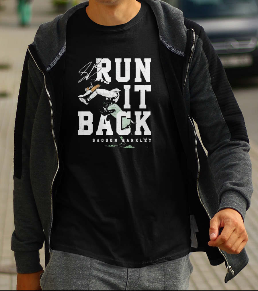 Run It Back Saquon Barkley Signature Jump Over Philadelphia Eagles Player T-Shirt