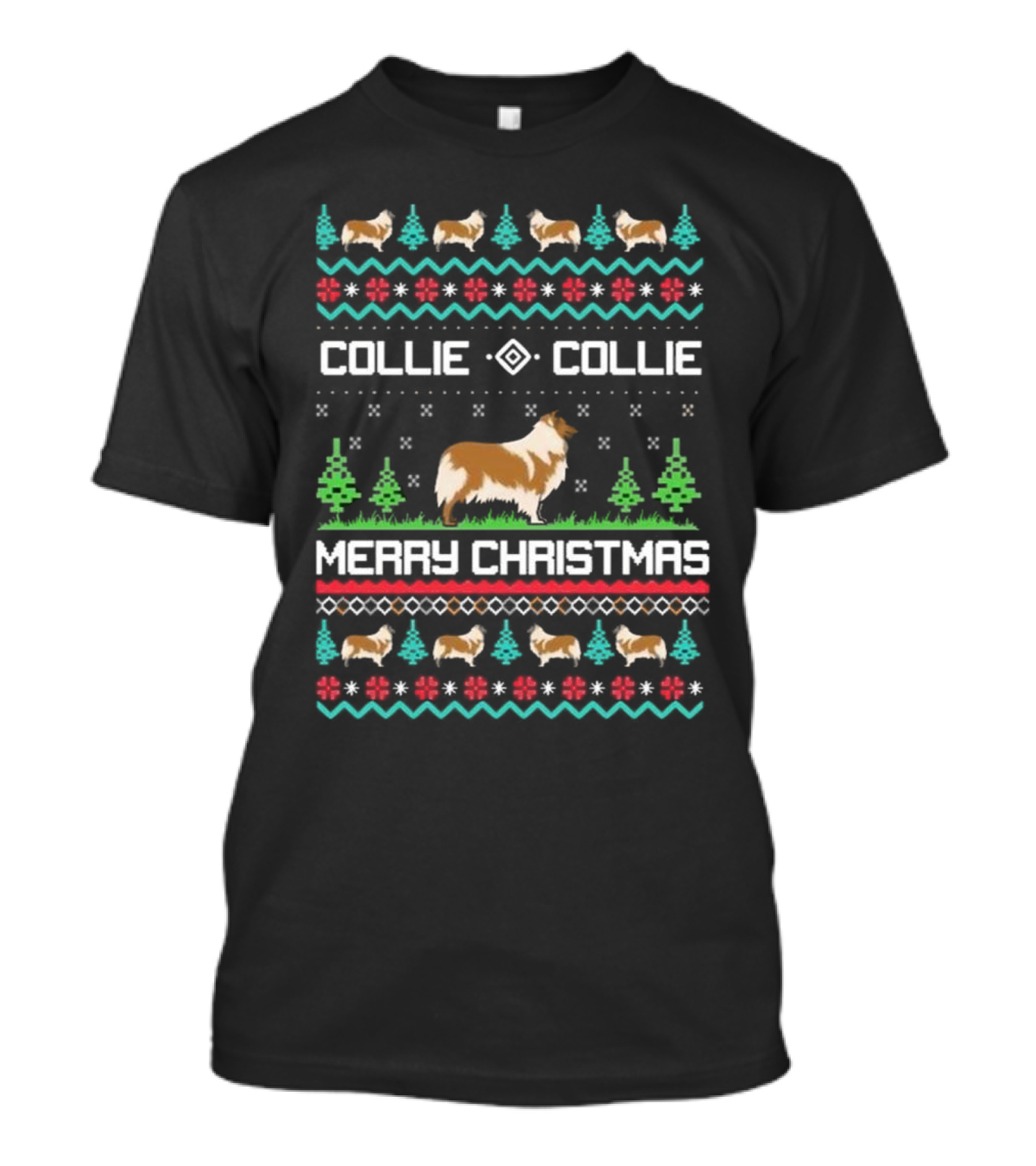 Collie Collie Merry Christmas Ugly Sweater T-Shirt