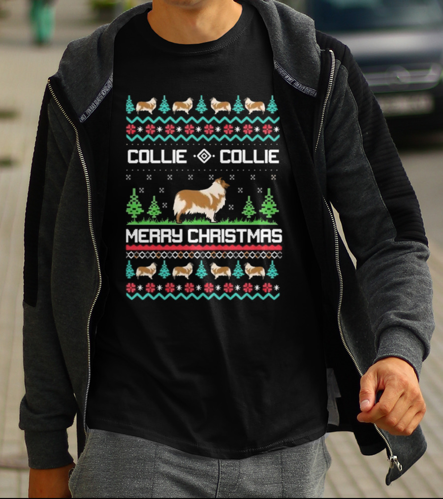 Collie Collie Merry Christmas Ugly Sweater T-Shirt
