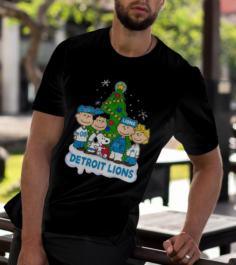 Detroit Lions Peanuts Merry Christmas T-Shirt