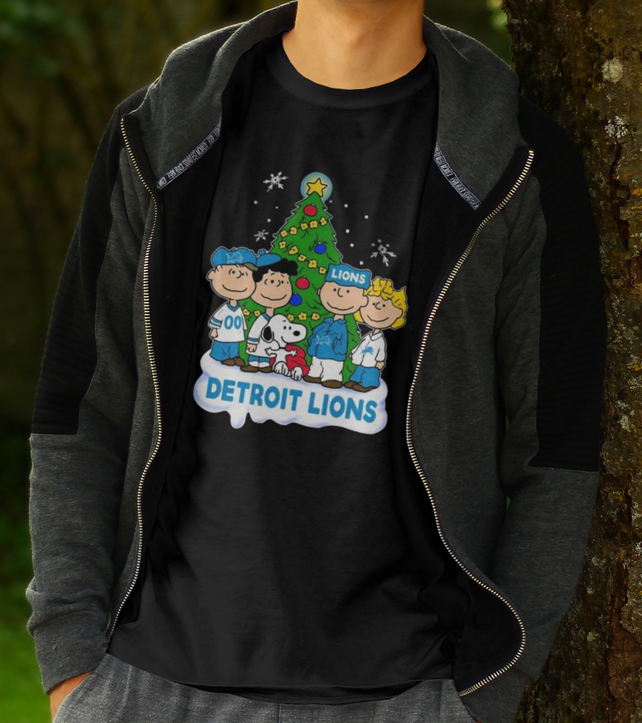 Detroit Lions Peanuts Merry Christmas T-Shirt