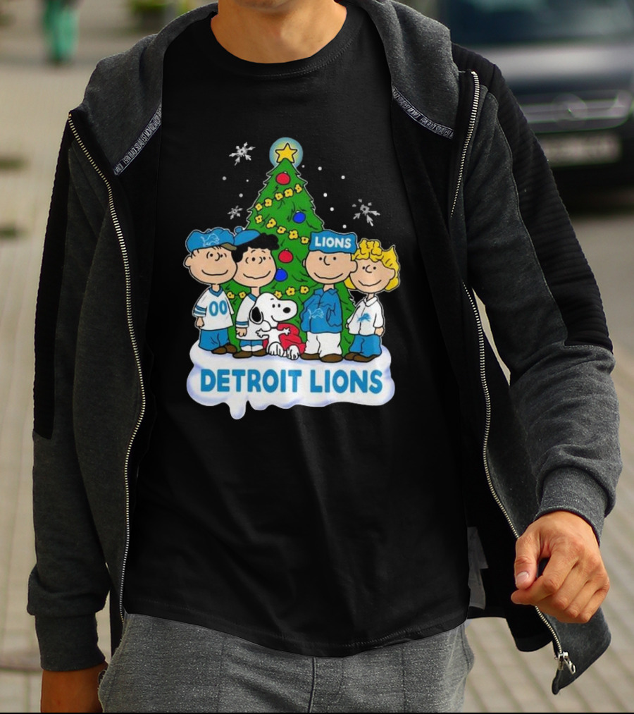 Detroit Lions Peanuts Merry Christmas T-Shirt