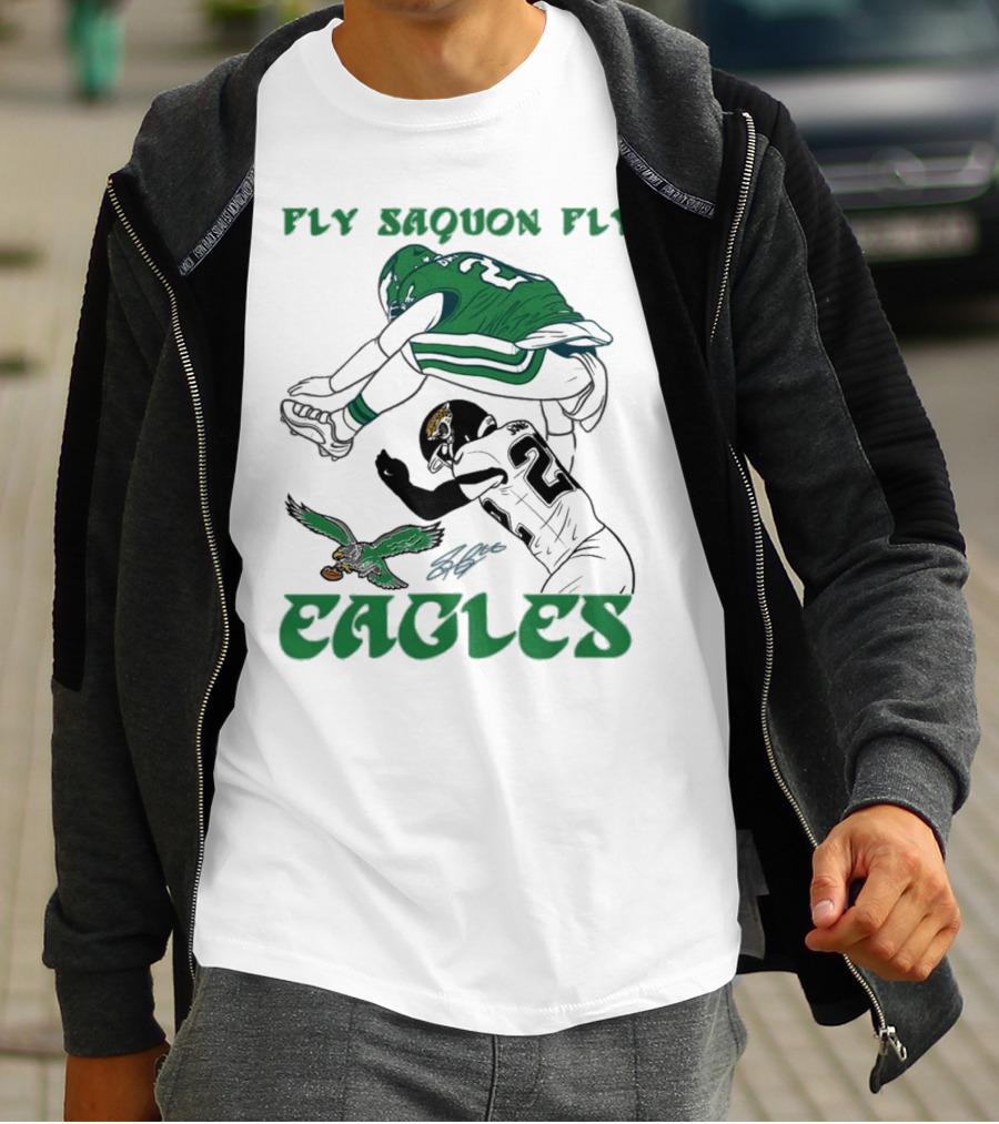 Fly Saquon Fly Eagles Reverse Hurdle Saquon Barkley Jarrian Jones T-Shirt