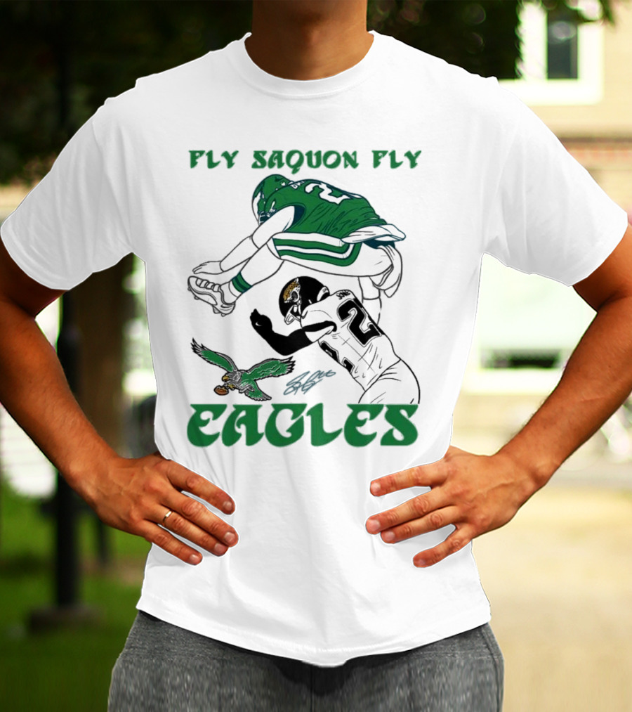 Fly Saquon Fly Eagles Reverse Hurdle Saquon Barkley Jarrian Jones T-Shirt