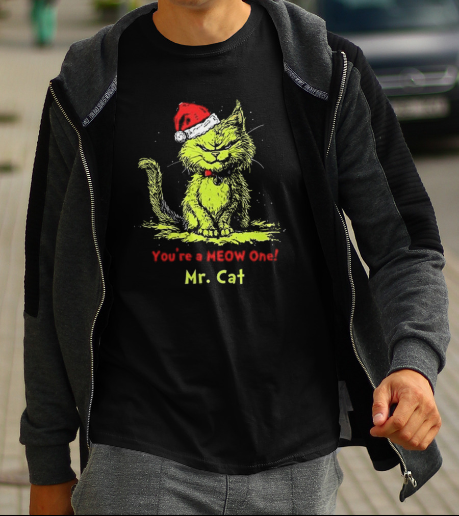 You're A Meow One Mr Cat Grinch Christmas T-Shirt