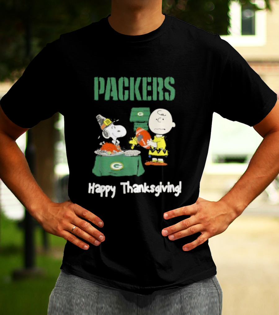 Charlie Brown Snoopy Packers Happy Thanksgiving T-Shirt