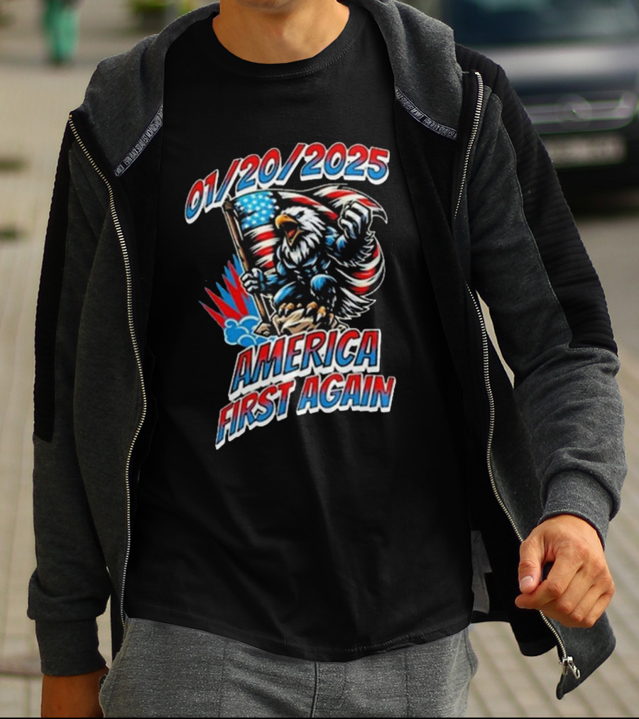 01/20/2025 America First Again Eagle And Flag T-Shirt