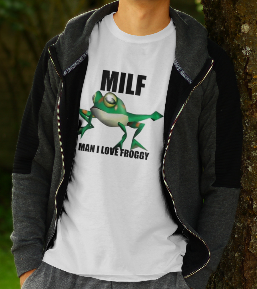 MILF Man I Love Froggy Cute Green Cartoon Frog T-Shirt