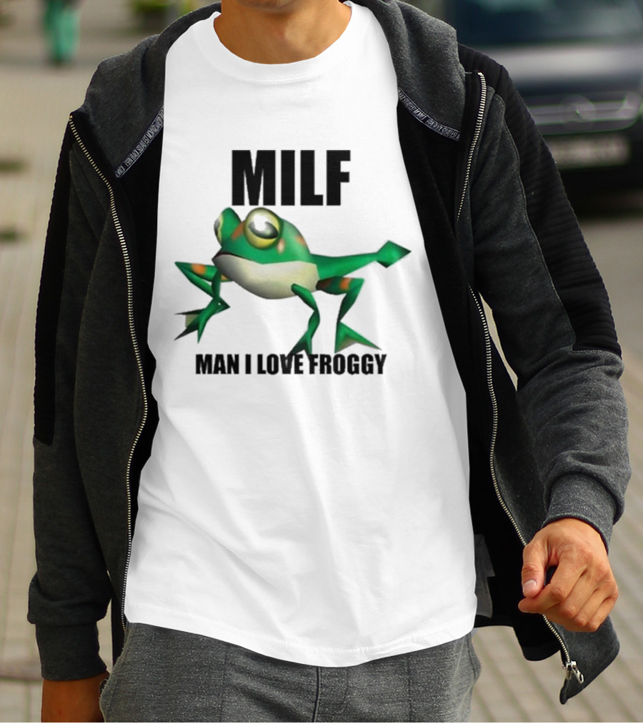MILF Man I Love Froggy Cute Green Cartoon Frog T-Shirt