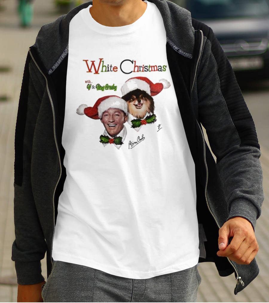 White Christmas With V And Bing Crosby Santa Hats And Holly T-Shirt