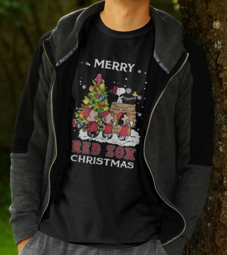 Merry Red Sox Christmas Snoopy And Friends T-Shirt