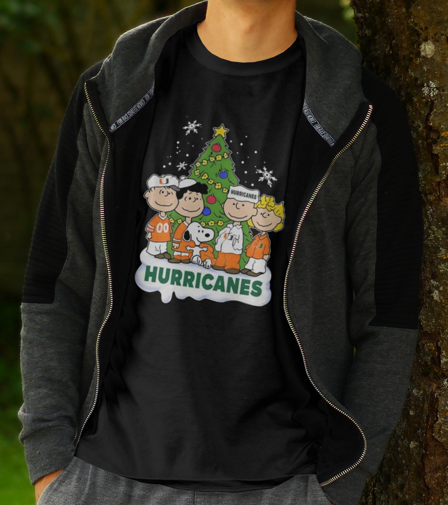 Miami Hurricanes Snoopy And Friends Christmas Tree T-Shirt