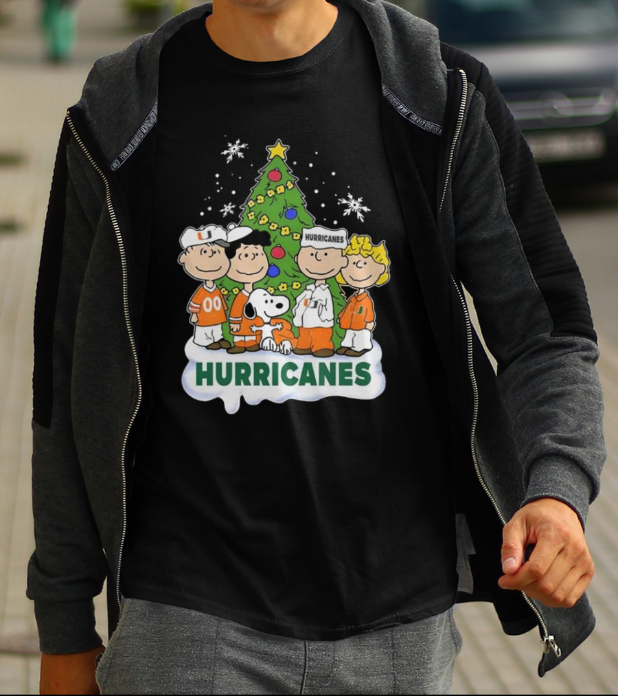 Miami Hurricanes Snoopy And Friends Christmas Tree T-Shirt