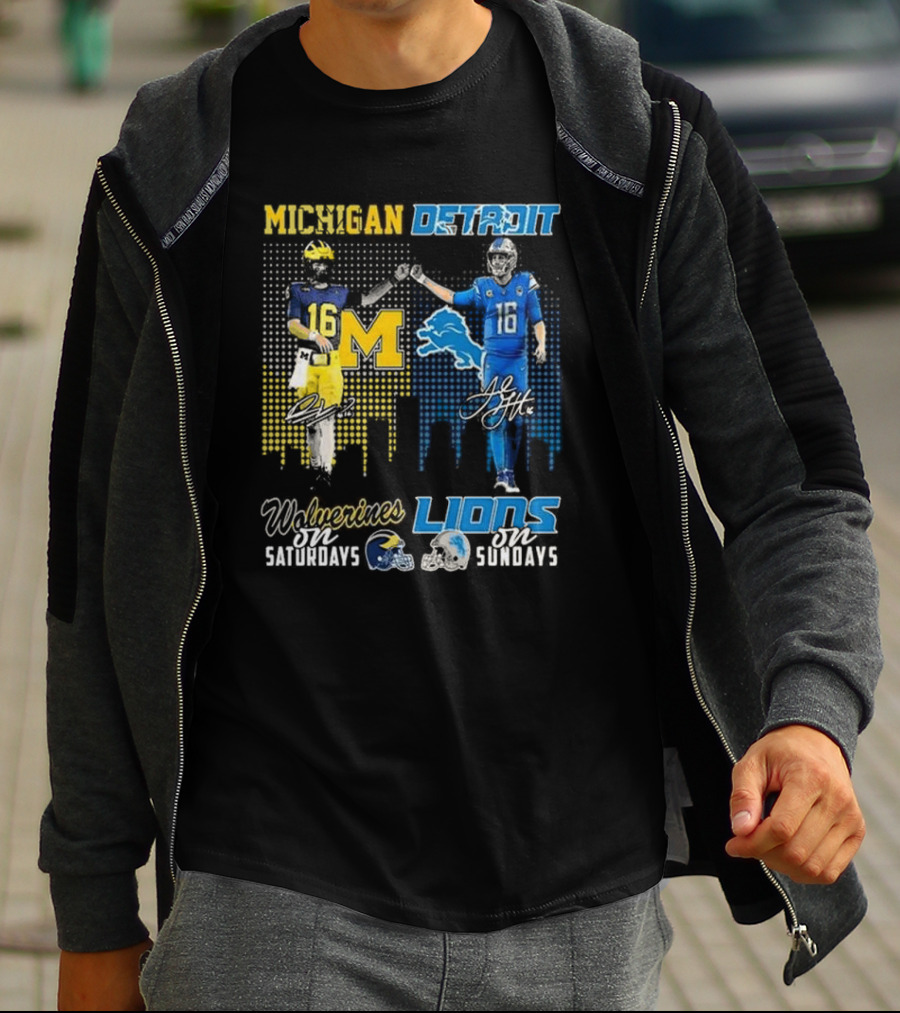 Michigan Detroit Wolverines On Saturdays Lions On Sundays T-Shirt