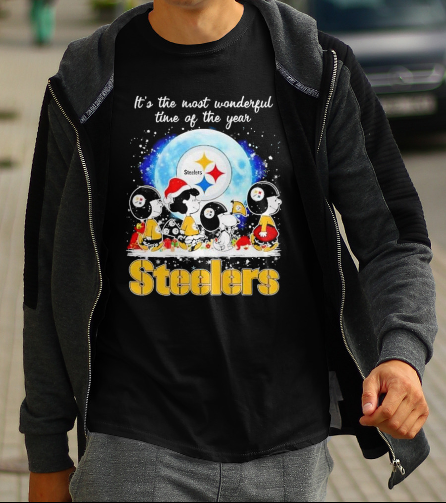 Peanuts Steelers Christmas It's The Most Wonderful Time Of The Year T-Shirt