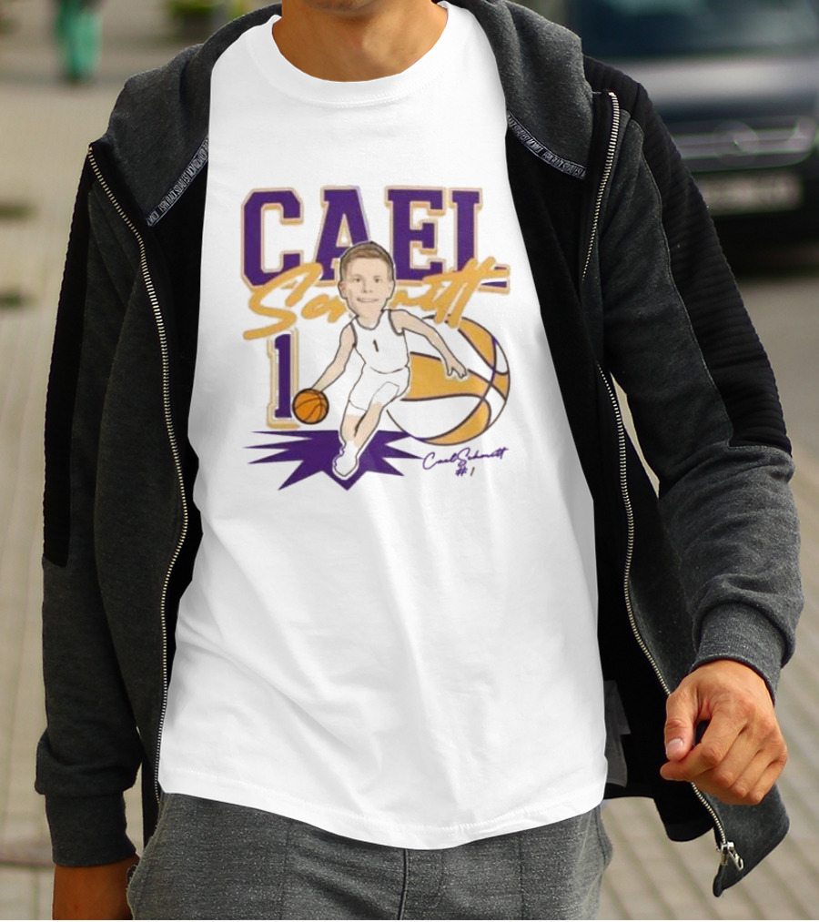 Cael Schmitt Northern Iowa Panthers Basketball Signature Cartoon Player Cael Schmitt #1 T-Shirt
