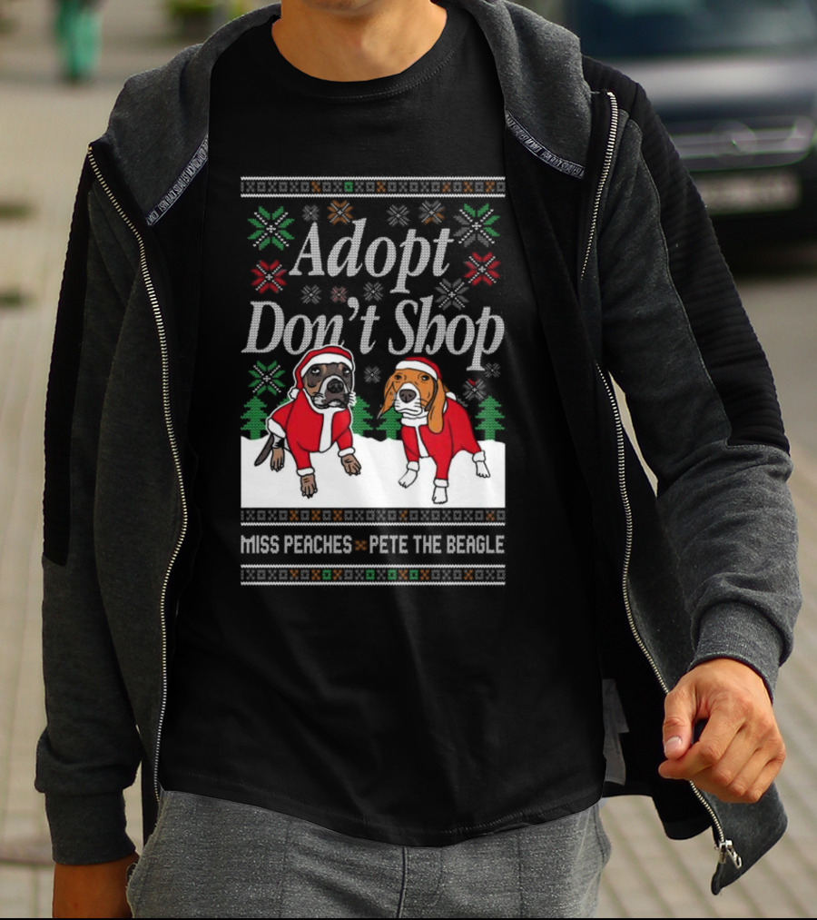 Adopt Don’t Shop Miss Peaches Pete The Beagle Christmas T-Shirt