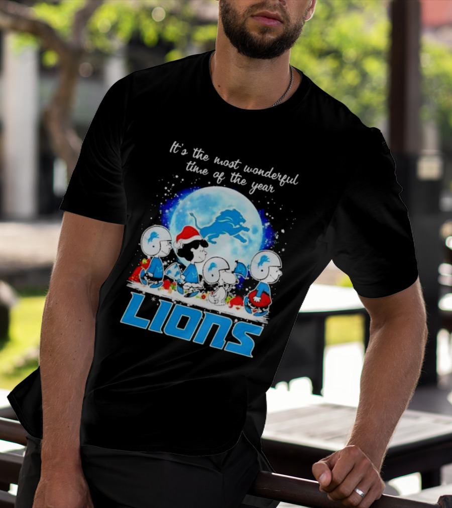 Peanuts Detroit Lions Christmas It’s The Most Wonderful Time Of The Year T-Shirt