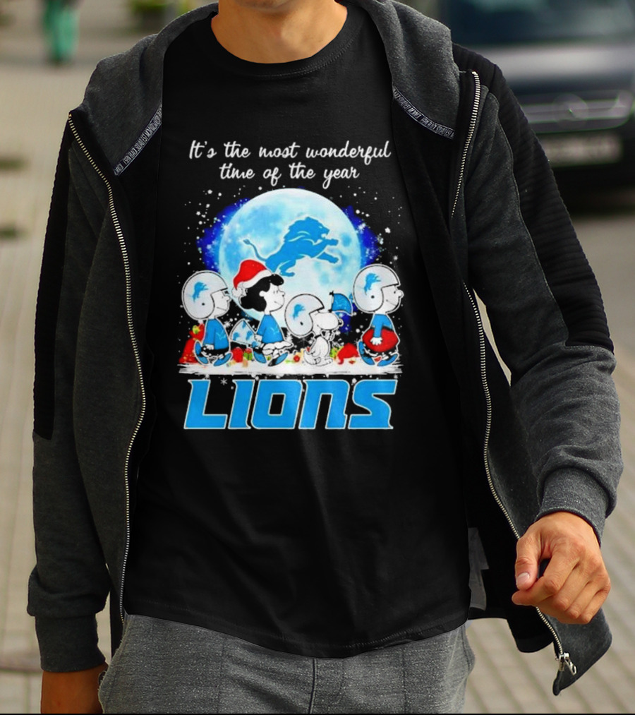 Peanuts Detroit Lions Christmas It’s The Most Wonderful Time Of The Year T-Shirt