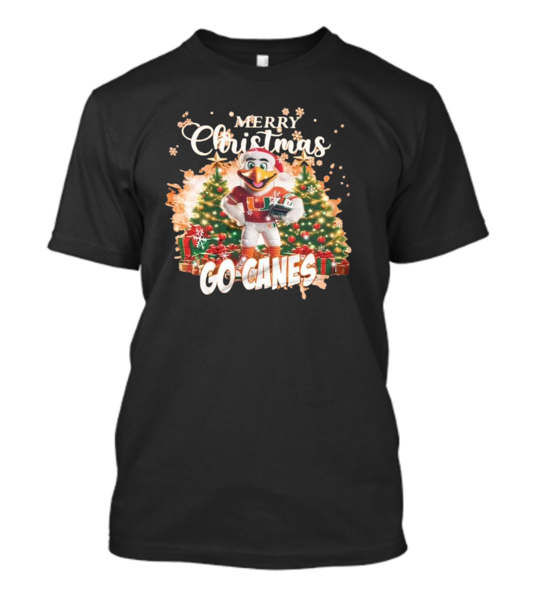 Merry Christmas Miami Hurricanes Go Canes Holiday Cheer T-Shirt