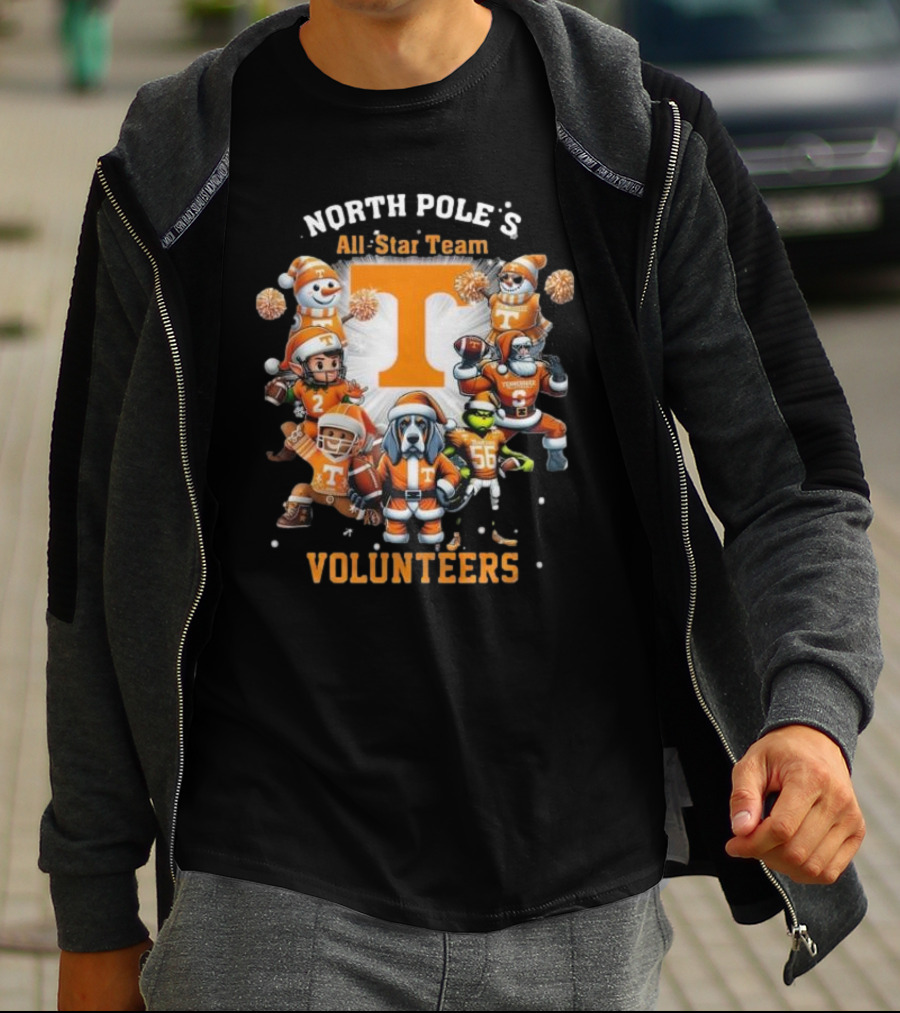 Tennessee Volunteers North Pole All-Star Team Christmas Characters T-Shirt