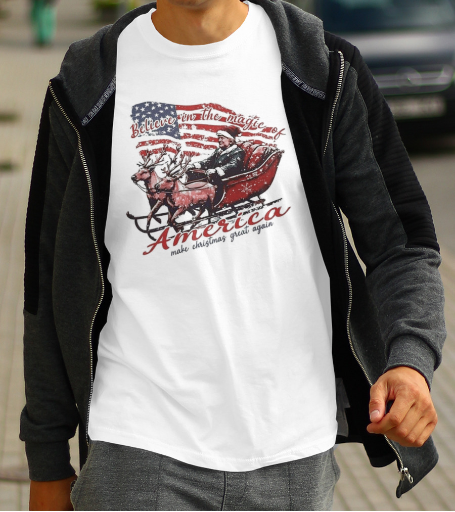 Believe In The Magic Of America Make Christmas Great Again America T-Shirt