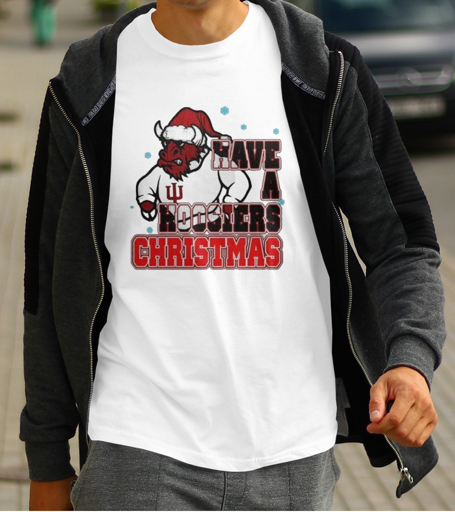Indiana Hoosiers Santa Mascot Have A Hoosiers Christmas T-Shirt