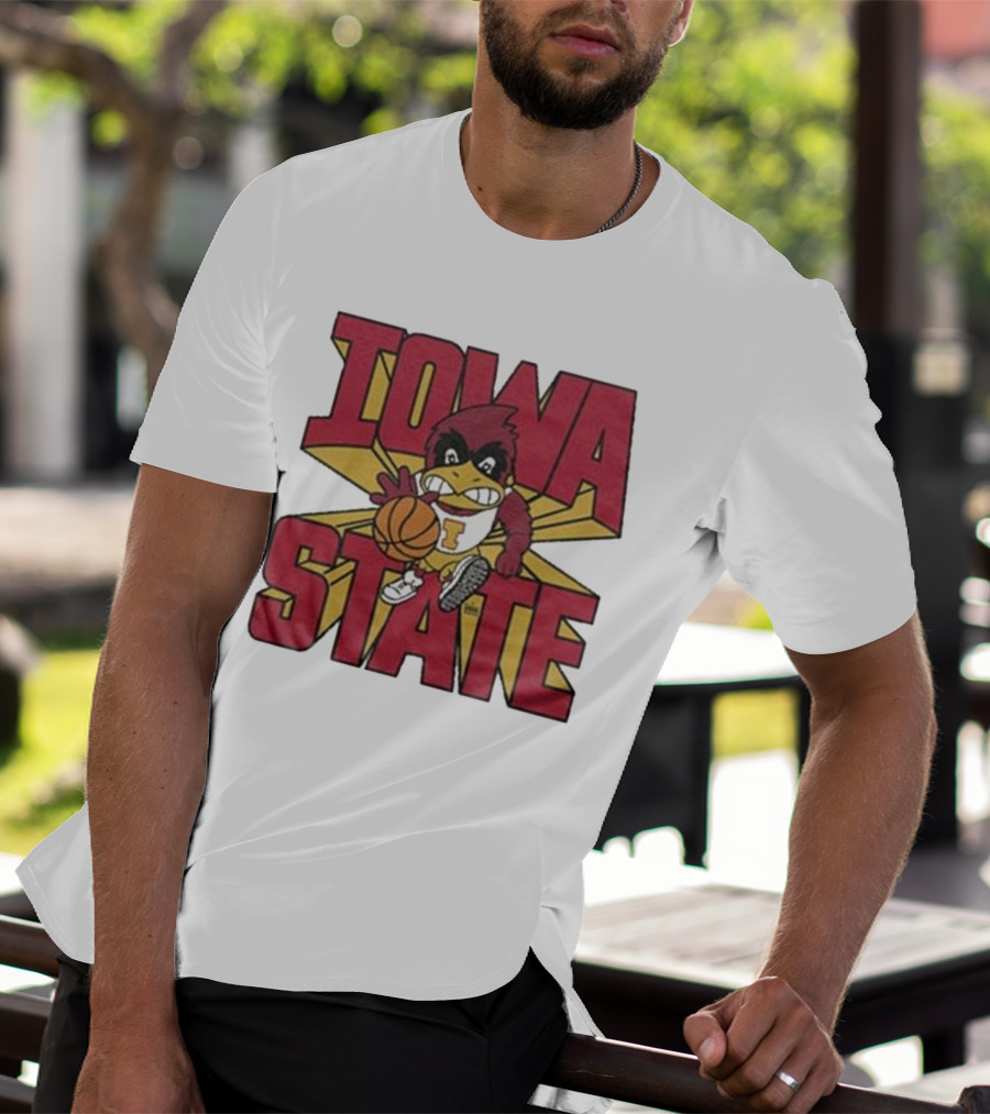 Iowa State Cyclones Basketball Mascot Dribbling Cartoon T-Shirt