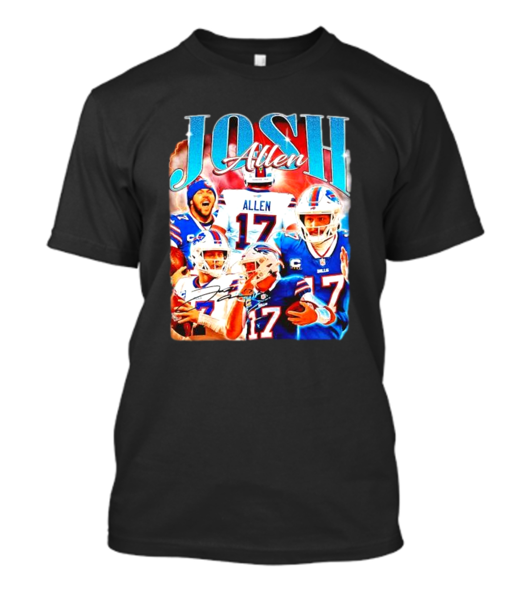 Josh Allen 17 Buffalo Bills Signature Vintage Retro Bootleg 90s T-Shirt