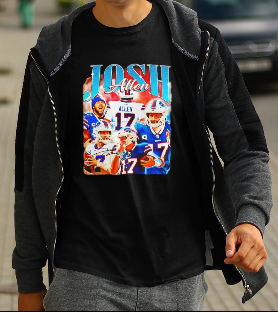 Josh Allen 17 Buffalo Bills Signature Vintage Retro Bootleg 90s T-Shirt