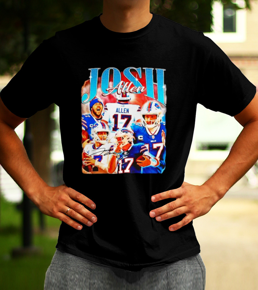Josh Allen 17 Buffalo Bills Signature Vintage Retro Bootleg 90s T-Shirt
