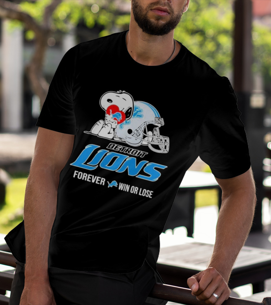 Snoopy Detroit Lions Forever Win Or Lose T-Shirt