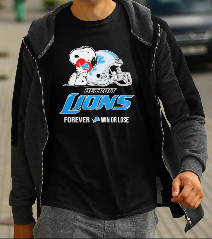 Snoopy Detroit Lions Forever Win Or Lose T-Shirt
